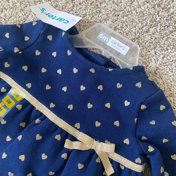 NWT New Carter’s baby girl 2 piece set long sleeve top and legging pant 6 months - Picture 3 of 5